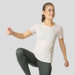 Koszulka tech. damska Odlo T-shirt crew neck ACTIVE 365 LINENCO. Żółte t-shirty Odlo, xl, bez wzorów, bez kołnierzyka, bez ramiączek. Za 269.99 zł.