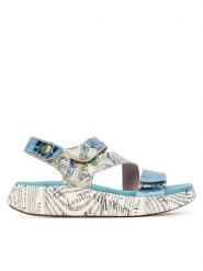 Laura Vita Sandały Nikito 19 Niebieski. Niebieskie sandały Laura Vita, bez wzorów, ze skóry, bez obcasa, na płaskiej podeszwie, bez zapięcia. Za 429.99 zł.