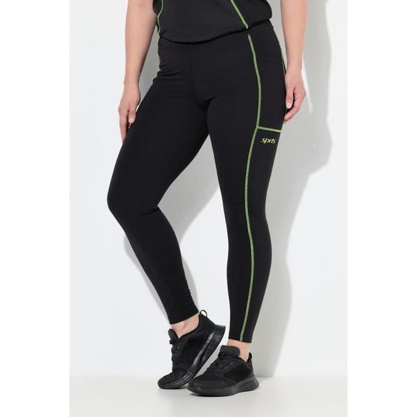 Damskie Legginsy sportowe neonowe szwy kieszenie z recyklingu. Czarne legginsy Ulla Popken, plus size, bez wzorów, z elastanu. W wyprzedaży za 191.99 zł.