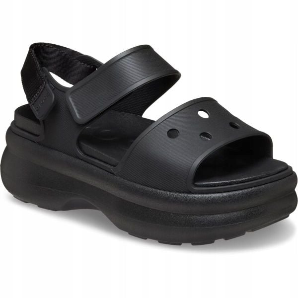 Sandały dla Kobiet Crocs Soho Y-Strap Sandal. Czarne sandały Crocs, bez wzorów, z materiału, eleganckie, bez obcasa, na platformie, bez zapięcia. Za 267.00 zł.