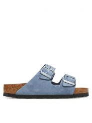 Birkenstock Klapki Arizona 1030390 Niebieski. Niebieskie klapki Birkenstock, bez wzorów, z nubiku, bez obcasa. Za 539.99 zł.