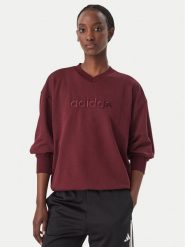 Adidas Bluza Seasonal Essentials Satin V-Neck KS7925 Bordowy Regular Fit. Czerwone bluzy Adidas, m, bez wzorów, z bawełny, bez kaptura. Za 238.99 zł.