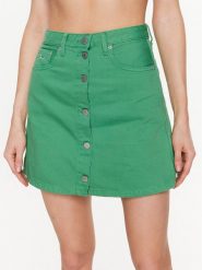 Tommy Jeans Spódnica trapezowa A-Line DW0DW15663 Zielony Regular Fit. Zielone spódnice Tommy Jeans, bez wzorów, z bawełny, trapezowe. Za 399.99 zł.