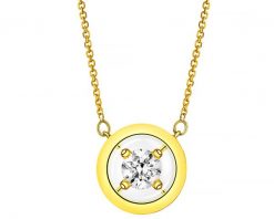 Naszyjnik z żółtego złota z brylantem - koło - 0,15 ct - próba 585. Żółte naszyjniki Apart, z brylantem, złote. Za 3,190.00 zł.