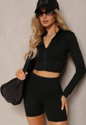 Czarne Szorty Kolarki High Waist z Efektem Push Up Pielara. Czarne szorty Renee, bez wzorów, eleganckie, z podwyższonym stanem. Za 49.99 zł.