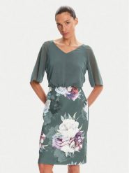 Swing Sukienka koktajlowa 5AE28900 Zielony Slim Fit. Zielone sukienki Swing, bez wzorów, z syntetyku, wizytowe, bez kołnierzyka, bez ramiączek. Za 789.99 zł.