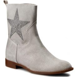 Botki NEŚCIOR - 013-P Siwy Welur. Szare botki Neścior, bez wzorów, z materiału, bez obcasa, na obcasie, bez zapięcia. W wyprzedaży za 189.00 zł.