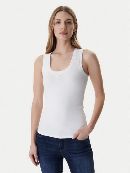 Fracomina Top FP26ST2001J40101 Biały Slim Fit. Białe topy Fracomina, l, bez wzorów, z bawełny, bez kołnierzyka, bez ramiączek. Za 159.99 zł.