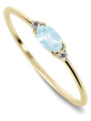 DIA DIAMONDS Pozłacany pierścionek z diamentami i topazem rozmiar: 54. Niebieskie pierścionki DIA DIAMONDS, z diamentem, pozłacane. Za 169.95 zł.
