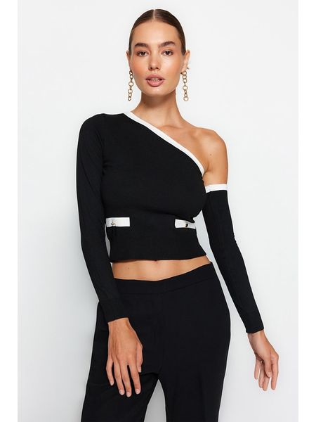 Trendyol Sweter w kolorze czarnym rozmiar: M. Czarne swetry Trendyol, m, bez wzorów, bez ramiączek. Za 59.95 zł.
