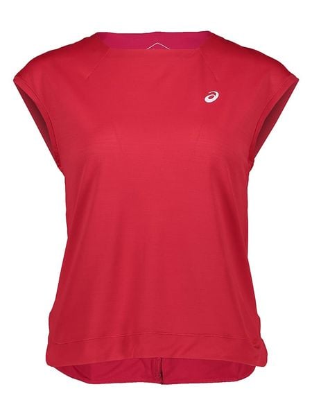 Asics Koszulka sportowa w kolorze czerwonym rozmiar: M. Czerwone koszulki sportowe Asics, bez wzorów, bez ramiączek, outdoorowe. Za 91.56 zł.