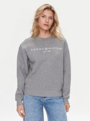 Tommy Hilfiger Bluza Logo WW0WW39791 Szary Regular Fit. Szare bluzy TOMMY HILFIGER, s, bez wzorów, z bawełny, bez kaptura. Za 229.99 zł.