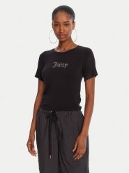 Juicy Couture T-Shirt Sheer JCWCT225301 Czarny Slim Fit. Czarne t-shirty Juicy Couture, xl, bez wzorów, z wiskozy, bez kołnierzyka, bez ramiączek. Za 179.99 zł.