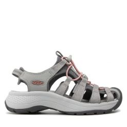 Sandały Keen. Szare sandały Keen, bez wzorów, sportowe, bez obcasa, bez zapięcia. Za 379.99 zł.