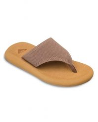 Sandały klapki japonki damskie SAMOLO. Brązowe klapki Roxy, bez wzorów, z materiału, bez obcasa, bez zapięcia. Za 149.99 zł.