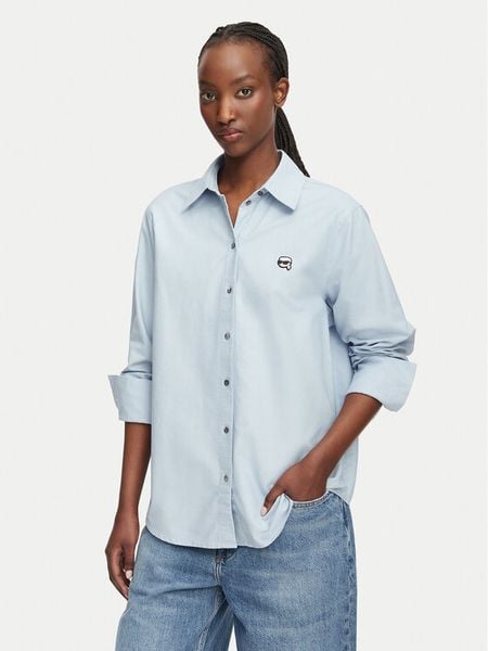 KARL LAGERFELD Koszula B3W11030 Niebieski jasny Regular Fit. Niebieskie koszule KARL LAGERFELD, bez wzorów, z bawełny, bez kołnierzyka, bez ramiączek. Za 679.99 zł.
