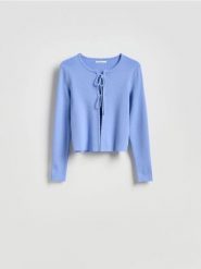 Kardigan z wiązaniem - niebieski. Niebieskie kardigany Reserved, l, bez wzorów, z dzianiny. Za 119.99 zł.