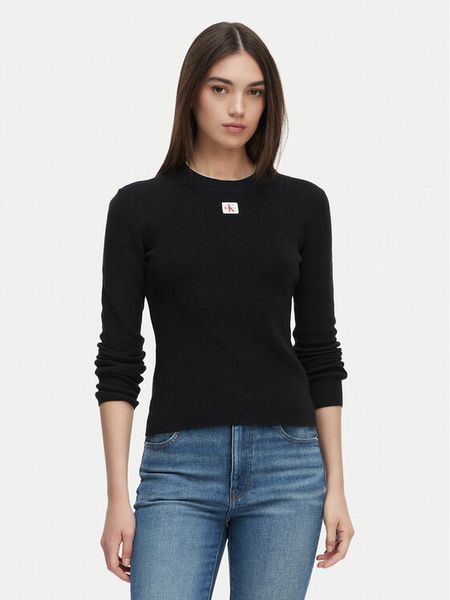 Calvin Klein Jeans Sweter LV047G309G Czarny Regular Fit. Czarne swetry Calvin Klein Jeans, m, bez wzorów, z bawełny, bez ramiączek. Za 349.99 zł.