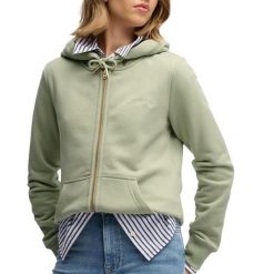Damska bluza z kapturem zapinana na zamek Superdry Essential Logo Hb. Zielone bluzy Superdry, m, bez wzorów, z bawełny, z kapturem. Za 329.15 zł.