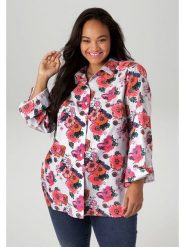 Aniston Bluzka w kolorze biało-różowym rozmiar: 52. Białe bluzki Aniston, bez wzorów, z bawełny, bez kołnierzyka, bez ramiączek. Za 95.99 zł.