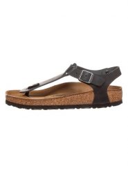 Birkenstock Skórzane japonki "Kairo" w kolorze czarnym rozmiar: 39. Czarne klapki Birkenstock, bez wzorów, z tworzywa sztucznego, z otwartym noskiem, bez obcasa. Za 371.59 zł.