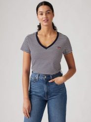 Levi's Koszulka w kolorze granatowo-białym rozmiar: S. Niebieskie bluzki Levi's®, s, bez wzorów, z bawełny, bez kołnierzyka, bez ramiączek. Za 56.79 zł.