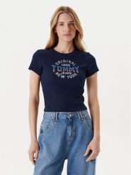 Tommy Jeans T-Shirt DW0DW21421 Granatowy Slim Fit. Niebieskie t-shirty Tommy Jeans, m, bez wzorów, z bawełny, bez kołnierzyka, bez ramiączek. Za 169.99 zł.