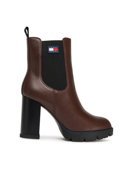 Tommy Jeans Botki Tjw EN0EN02831 Brązowy. Brązowe botki Tommy Jeans, bez wzorów, z jeansu, bez obcasa, na słupku, bez zapięcia. Za 399.99 zł.