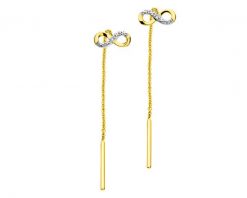 Kolczyki z żółtego złota z diamentami - nieskończoność - 0,006 ct - próba 585. Żółte kolczyki Apart, z diamentem, złote. Za 929.00 zł.
