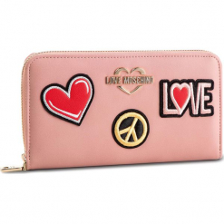 Duży Portfel Damski LOVE MOSCHINO - JC5604PP17LJ0600 Rosa. Czerwone portfele Love Moschino, bez wzorów, ze skóry ekologicznej. W wyprzedaży za 299.00 zł.