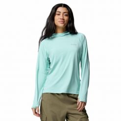 Bluza z kapturem damska Columbia Skien Valley Hoodie. Zielone bluzy sportowe Columbia, bez wzorów, z kapturem. Za 263.99 zł.