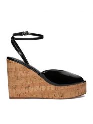 Badura Sandały EO-ALANA-25-3-13YY Czarny. Czarne sandały Badura, bez wzorów, ze skóry, bez obcasa, na koturnie, bez zapięcia. Za 249.99 zł.