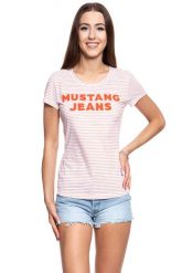MUSTANG T SHIRT DAMSKI Alexia C Print 1009881 11811. Białe t-shirty Mustang, s, bez wzorów, bez kołnierzyka, bez ramiączek. W wyprzedaży za 39.99 zł.