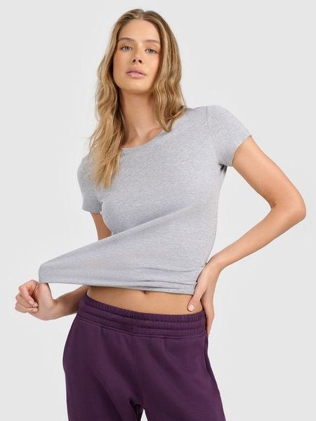 4F T-shirt slim gładki damski M. Szare t-shirty 4f, m, bez wzorów, z bawełny, bez kołnierzyka, bez ramiączek. W wyprzedaży za 29.99 zł.