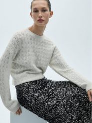 Mango Sweter 77009245 Écru Regular Fit. Swetry Mango, xs, bez wzorów, z syntetyku, bez ramiączek. Za 45.99 zł.