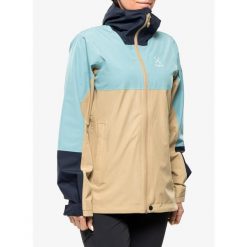 Kurtka przeciwdeszczowa damska Haglofs Finch Proof Jacket. Brązowe kurtki sportowe Haglöfs, bez wzorów, bez kaptura. W wyprzedaży za 705.40 zł.