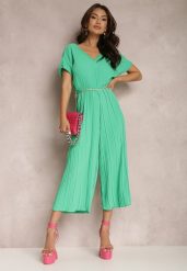 Zielony Kombinezon Callena. Zielone sukienki Renee, na imprezę, s, bez wzorów, z tkaniny, eleganckie, bez kołnierzyka, bez ramiączek, maxi. Za 84.99 zł.