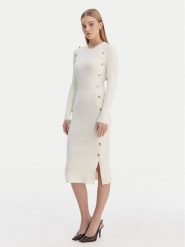 Guess Sukienka dzianinowa W6RK06 Z2YJ2 Écru Regular Fit. Sukienki Guess, l, z aplikacjami, z dzianiny, bez kołnierzyka, bez ramiączek. Za 659.99 zł.