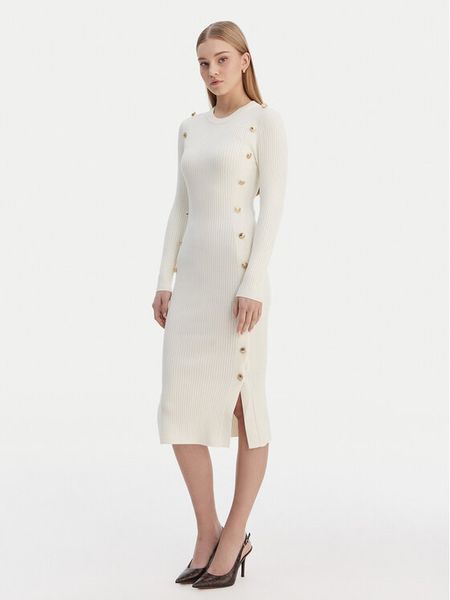 Guess Sukienka dzianinowa W6RK06 Z2YJ2 Écru Regular Fit. Sukienki Guess, l, z aplikacjami, z dzianiny, bez kołnierzyka, bez ramiączek. Za 629.99 zł.