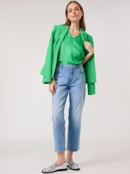 Gerry Weber Bluzka w kolorze zielonym rozmiar: 44. Zielone bluzki Gerry Weber, s, bez wzorów, z wiskozy, klasyczne, bez kołnierzyka, bez ramiączek. Za 101.23 zł.