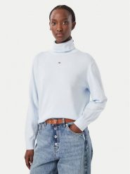 Tommy Jeans Golf Essetnial DW0DW23361 Niebieski jasny Relaxed Fit. Niebieskie golfy Tommy Jeans, s, bez wzorów, z bawełny, bez ramiączek. Za 369.99 zł.