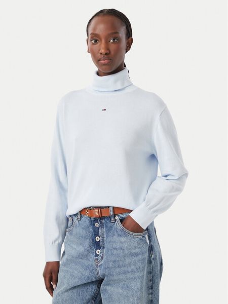 Tommy Jeans Golf Essetnial DW0DW23361 Niebieski jasny Relaxed Fit. Niebieskie golfy Tommy Jeans, s, bez wzorów, z bawełny, bez ramiączek. Za 369.99 zł.