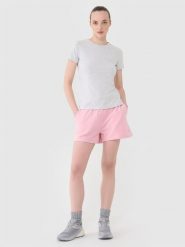 4F Spodenki dresowe damskie - różowe XL. Czerwone szorty 4f, bez wzorów, z bawełny, sportowe. W wyprzedaży za 39.99 zł.