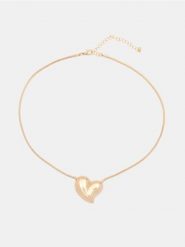 Naszyjnik z zawieszką w kształcie serca - złoty. Żółte naszyjniki Sinsay, złote. Za 12.99 zł.