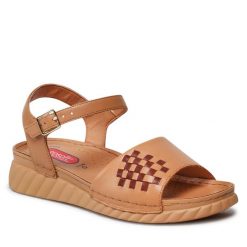 Sandały Go Soft. Brązowe sandały GO SOFT, bez wzorów, bez obcasa, na płaskiej podeszwie, bez zapięcia. Za 139.99 zł.