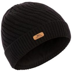 Damska Czapka Z Dzianiny Twisted Knitted Beanie. Czarne czapki Trespass, z aplikacjami, z dzianiny. Za 57.99 zł.