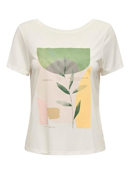 ONLY Koszulka "Free Life" w kolorze kremowym rozmiar: XS. Brązowe bluzki Only, xs, bez wzorów, bez kołnierzyka, bez ramiączek. Za 56.93 zł.