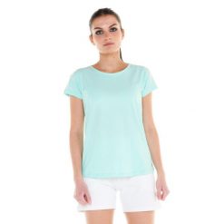 Podstawowy t-shirt damski. Niebieskie t-shirty LEONE 1947 APPAREL, l, bez wzorów, z tkaniny, bez kołnierzyka, bez ramiączek. W wyprzedaży za 77.40 zł.