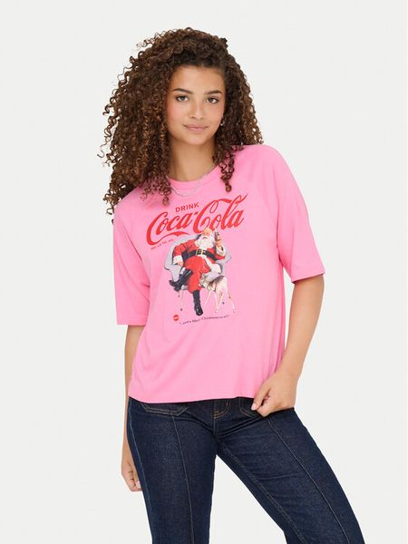 ONLY T-Shirt Coca Cola 15355794 Różowy Regular Fit. Czerwone t-shirty Only, xs, bez wzorów, z bawełny, bez kołnierzyka, bez ramiączek. Za 119.99 zł.