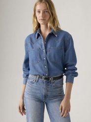 Levi's Koszula dżinsowa w kolorze niebieskim rozmiar: L. Niebieskie koszule Levi's®, l, bez wzorów, z bawełny, bez kołnierzyka, bez ramiączek. Za 149.45 zł.